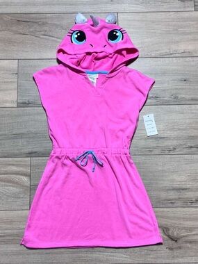 Saint Eve Swim Girls Hooded Unicorn Cover-Up Dress Size 6/6X Pink